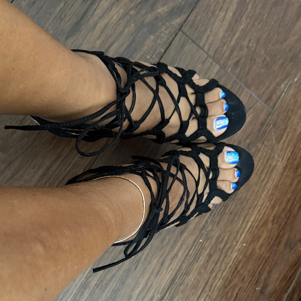 Candie's Black Lace-Up Heels